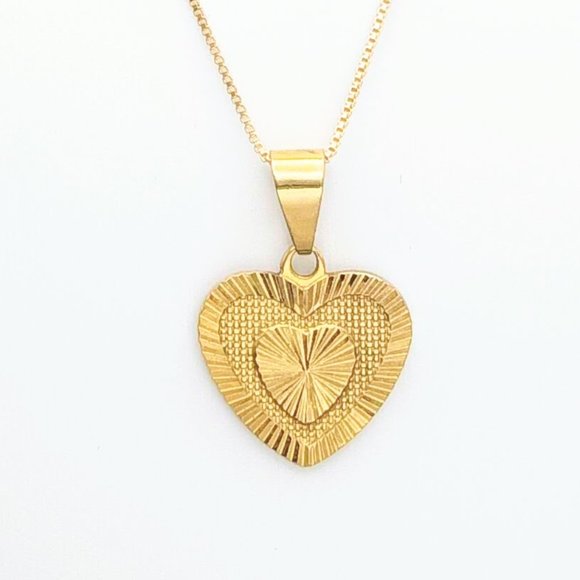 Vintage Jewelry - Vintage Sterling Silver Gold Heart Pendant Necklace